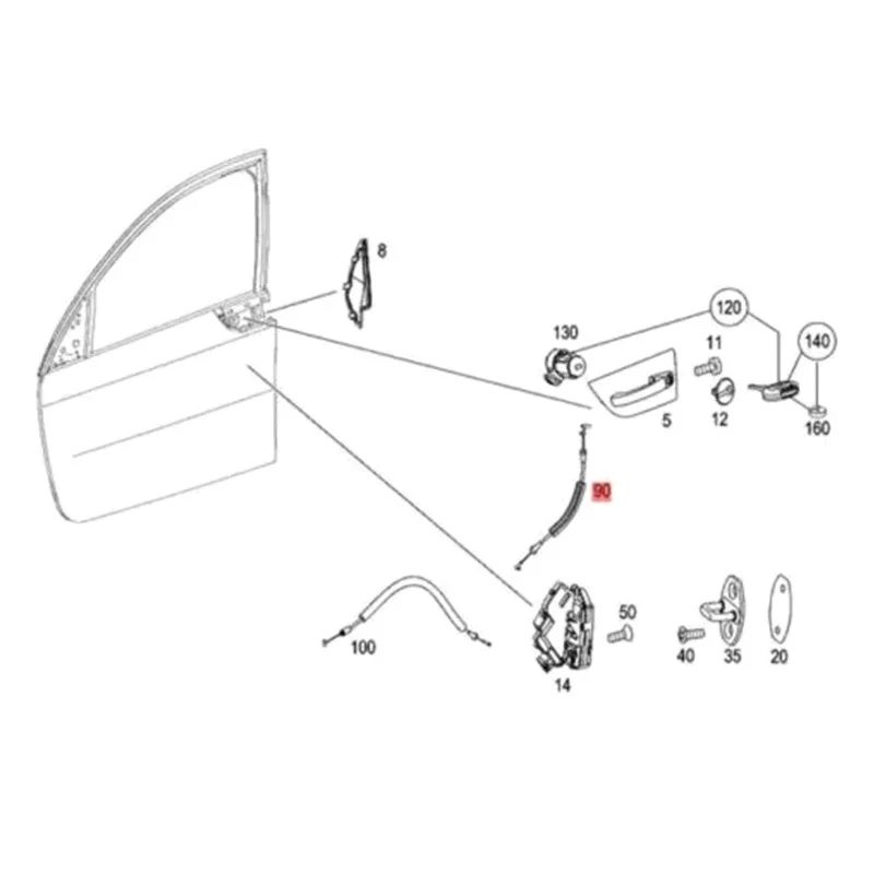 4547230169 Bowdens Cable Door Lock Front on Both Sides For Smart Car Forfour(454) 1 Generation 2004-2006