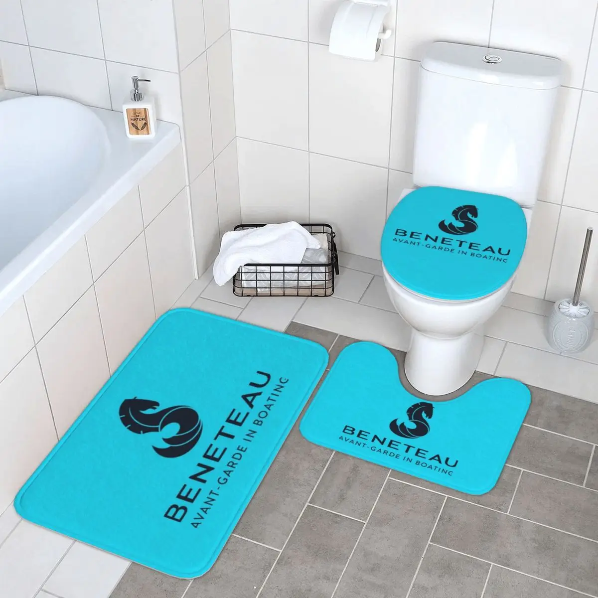 

Beneteau Yachts логотип рыбацкие лодки 3-х шт. коврик для ванной комнаты комплект крышка унитаза домашний декор нескользящий ковер напольный ковер