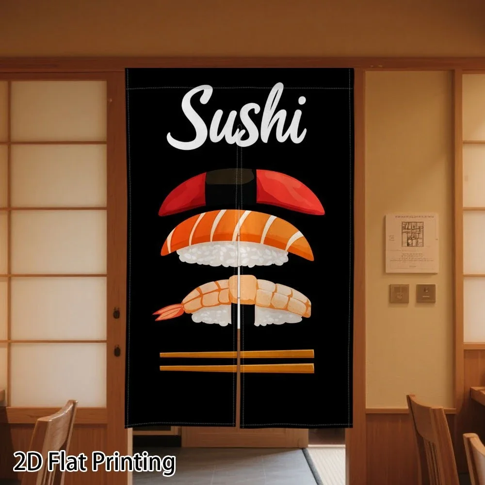 VIKAMA Cartoon Hand-Held Sushi Room Divider Curtain Japanese Style Half Door Curtain, Noren Curtain for Kitchen Bedroom