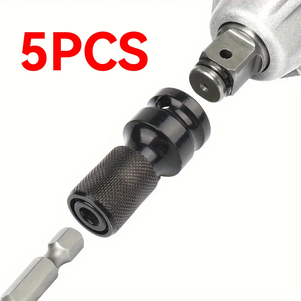 5pcs 10pcs Impact Wrench to Drill Adapter 1/2 to 1/4 Hex Converter Socket Extension Bit Holder for Electric Wrench Power Tools