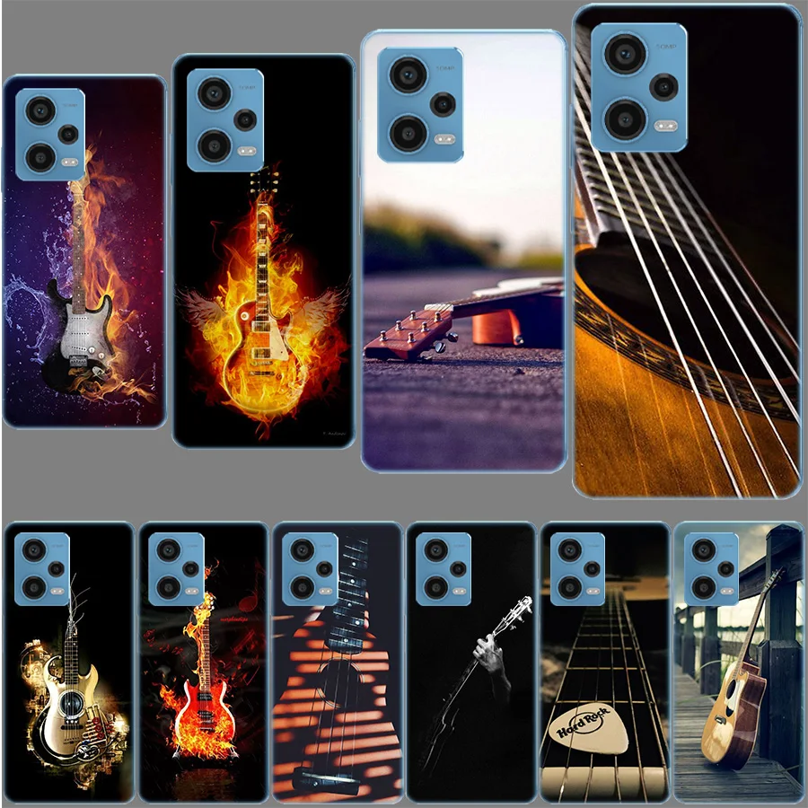 Bass Guitar Strings Music Guitares Instrument Case for Xiaomi Redmi Note 12 Pro 11 Pro Plus 11S 11T 11E 10 5G 10S 9S 9T 9 8T 8 7