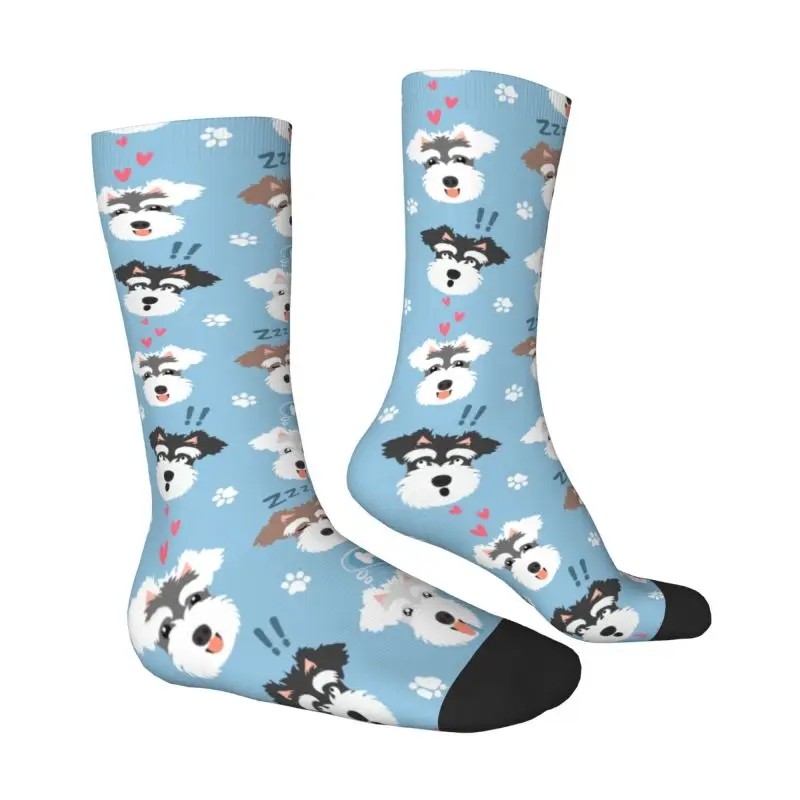 Kawaii Miniature Schnauzer Dog Mens Crew Socks Unisex Fashion 3D Printing Pet Animal Dress Socks