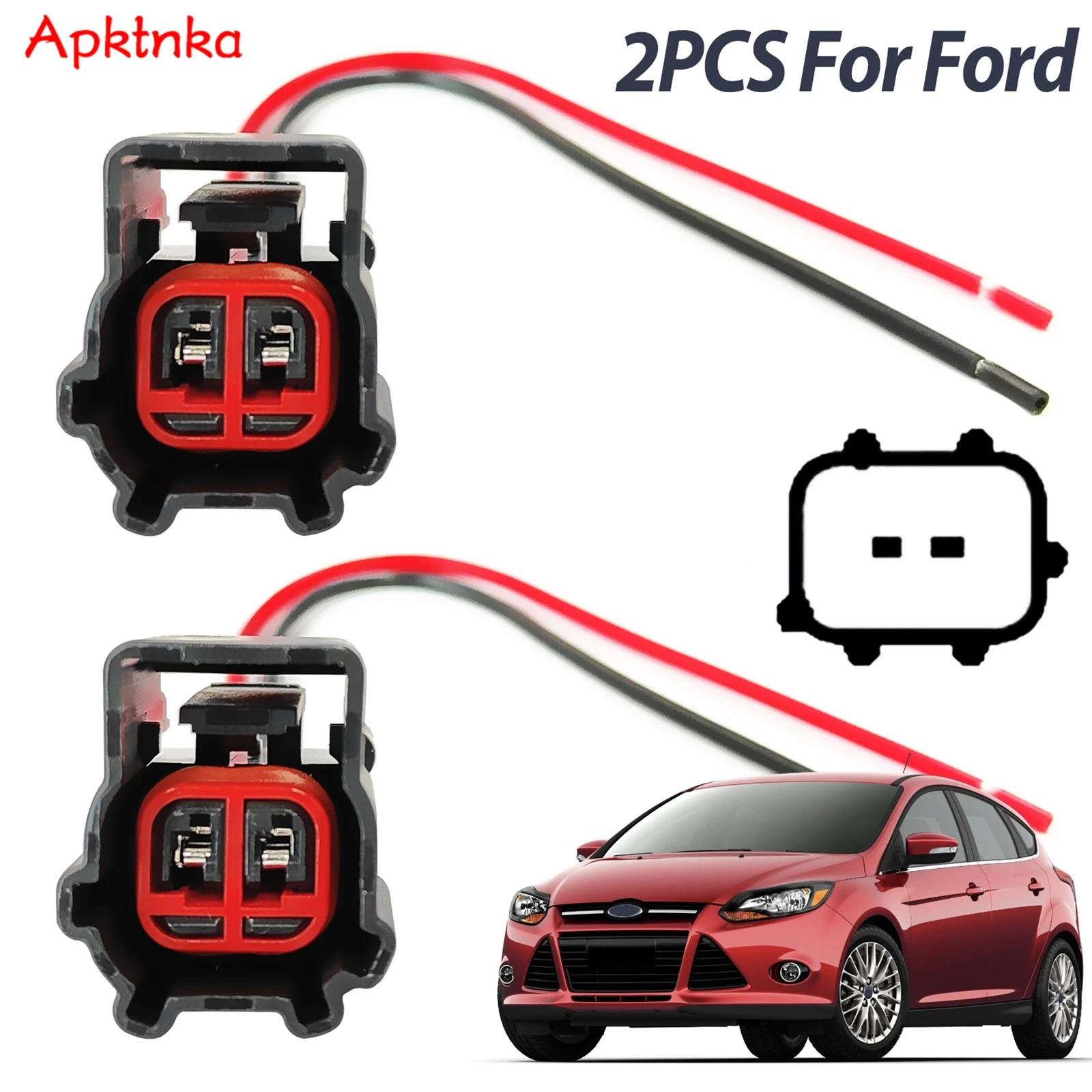 Washer Pump Connector Plug Wiring Harness 2X Fit Ford Transit Tourneo Focus C-Max Ecosport Galaxy Kuga Mondeo SMax