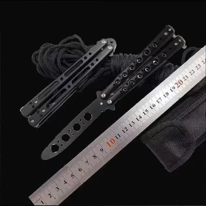 سكاكين الفراشة التدريبية CSGO للمبتدئين ، سكين تفريغ ، شفرة غير مقطوعة ، لا تحتاج إلى صيانة ، مكدس مكسور ، في الهواء الطلق ، كل الصلب ، غير المصقول أفضل 10 سكين فراشة مبيعا - No2