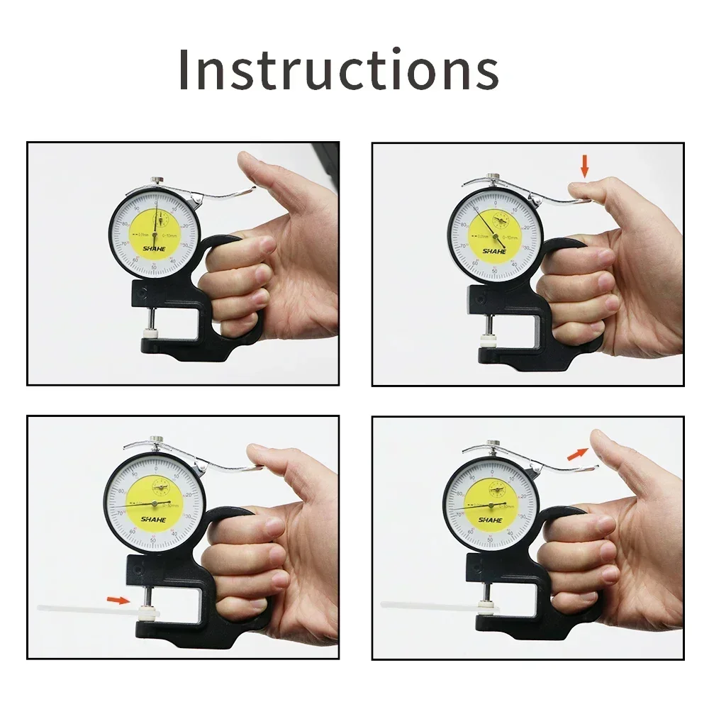 High Quality Shahe 0-10 0.01mm Metric Thickness Gauge Dial Thickness Gauge