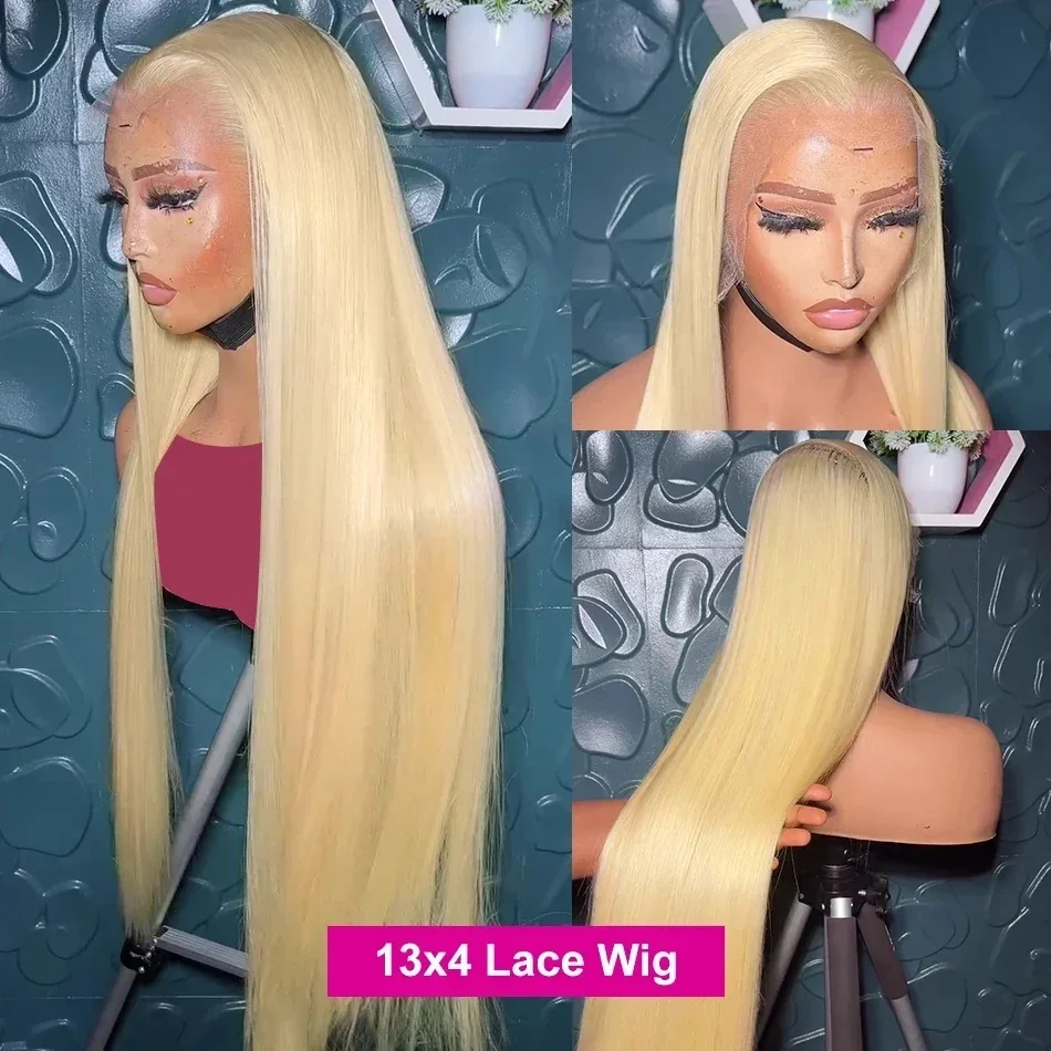 220 Density 30 Inch 613 HD Lace Frontal Wig 13x6 Blonde Human Hair Wigs Straight Transparent Lace Brazilian Remy Women Daily Use image 2