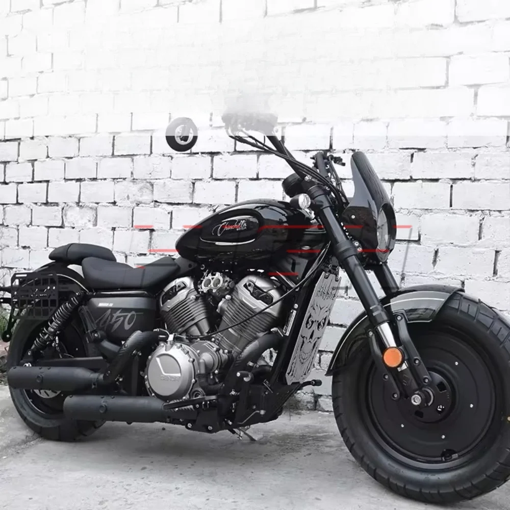 Modified Right Dual Outlet Exhaust With Middle Valve For Benda Napoleon bob 500 Chinchilla 500 Motorcycle