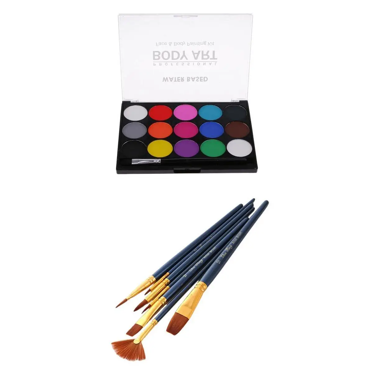Multi Color Water Based Facial Paint Art Kit with Brushes for Party Decoration and Kids Activities