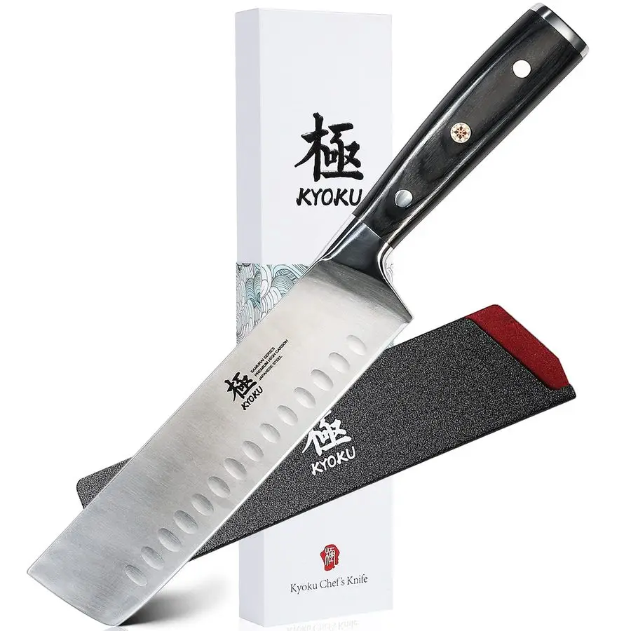 

Samurai Series Nakiri Japanese Vegetable Knife 7 Full Tang Japanese High Carbon Steel Kitchen Knives Pakkawood Handle with Mosai