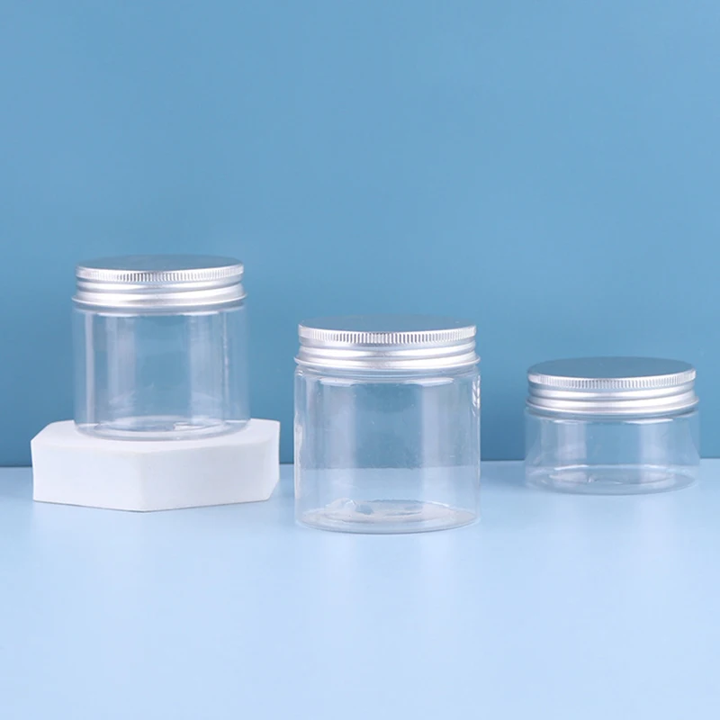 90ml~630ml Clear Plastic Mason Jars With Aluminum Screw Lid Food Storage Sealing Container Tea Candy Cookie Food Sealed Bottle