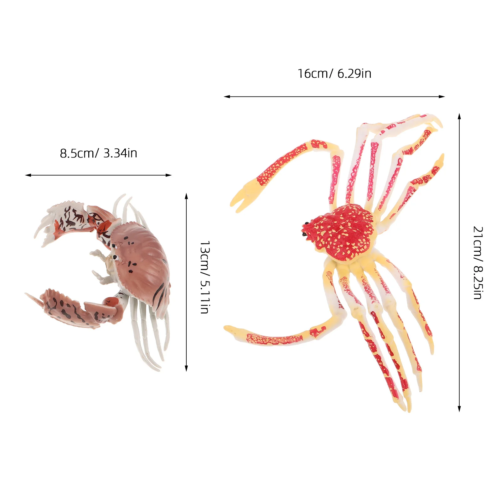 2Pcs Realistic Crab Decor Safe PVC Early Learning Simulated Animal Decoration for Kids Home Classroom Use Crab Decor