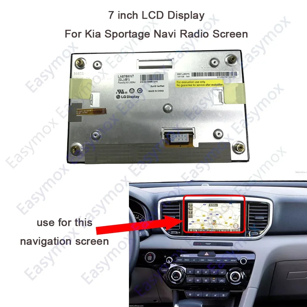 Original 7inch LCD Display Screen LA070WV7(SL)(01) LA070WV7SL01 SL04 For Kia Sportage 4 2016 Car Navigation Audio LAN5000EKQL