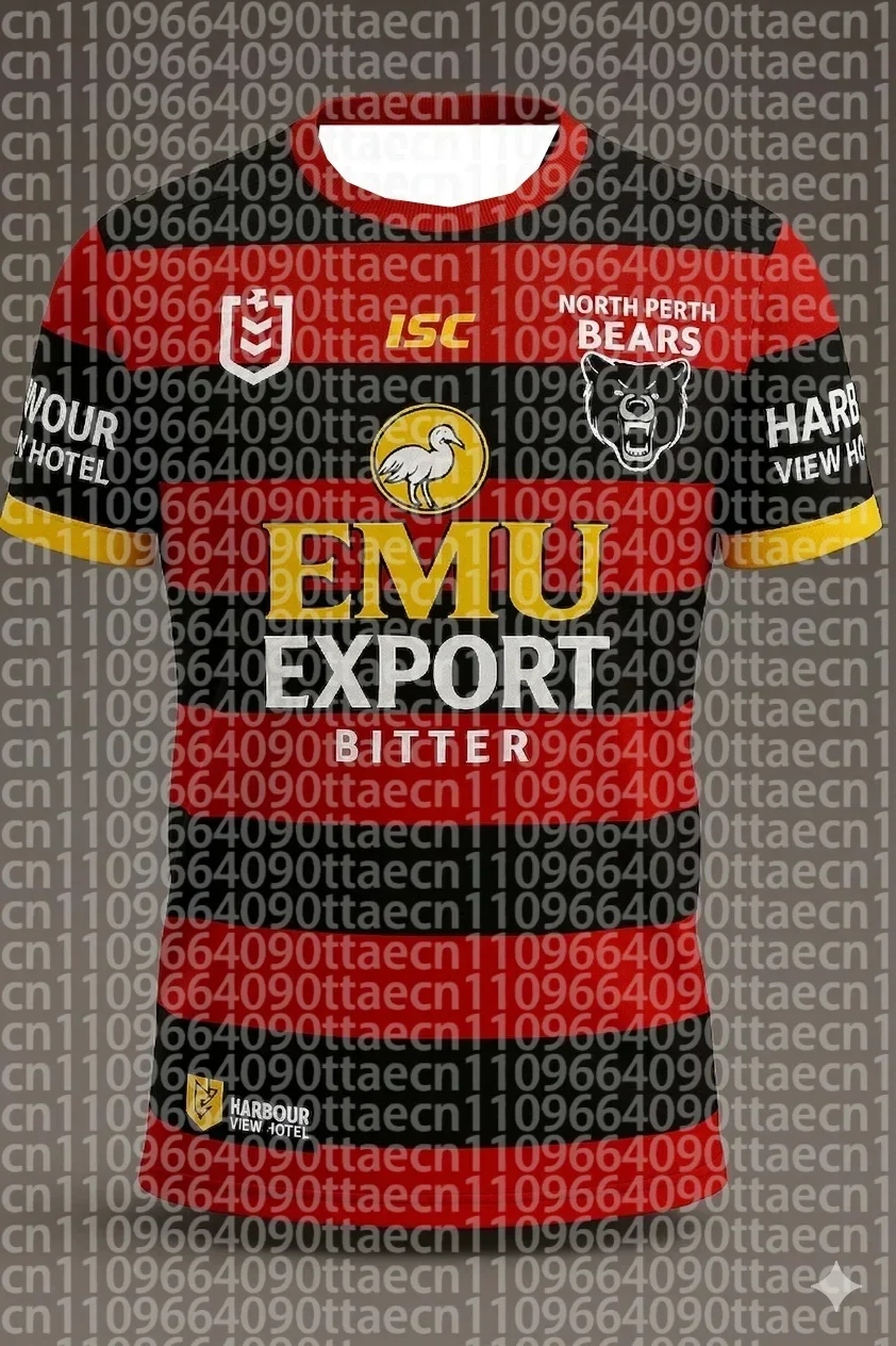 2026 Neues North Perth Bears ISC NRL Trikot Y2K Familien-Matching Star Chasing T-Shirt Geeignet für Alltag und Training Herren – Detail 3