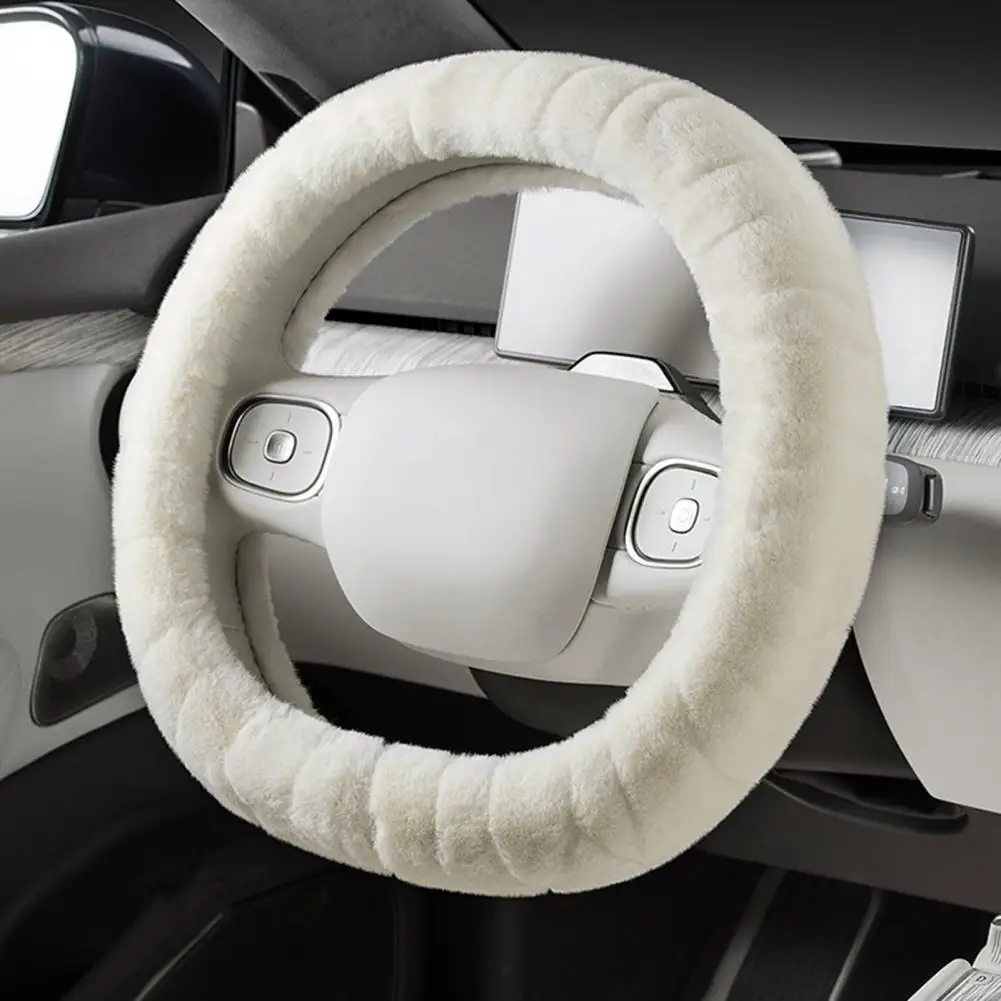 Soft Short Fur Car Steering Wheel Cover Luxury Warm Plush Winter Steering Wheel Protector Cover 36/38cm Car Interior Accessories