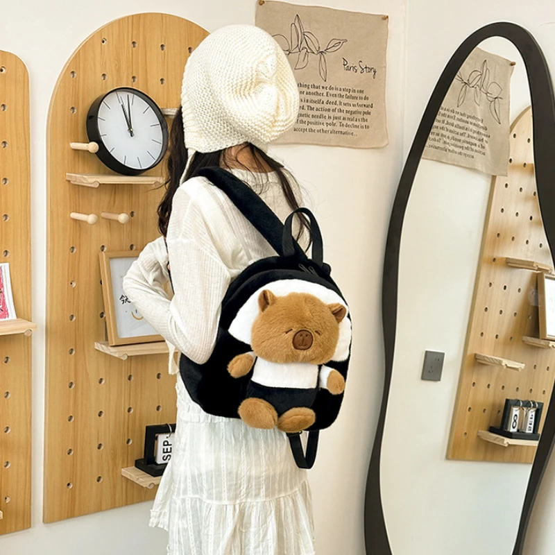 Kapybara Backpack Dolphin Cute Plush Toy Shoulder Bag  Dual-purpose Shoulder Bag  Cute Water Guinea Pig Cute Doll Tote Bag