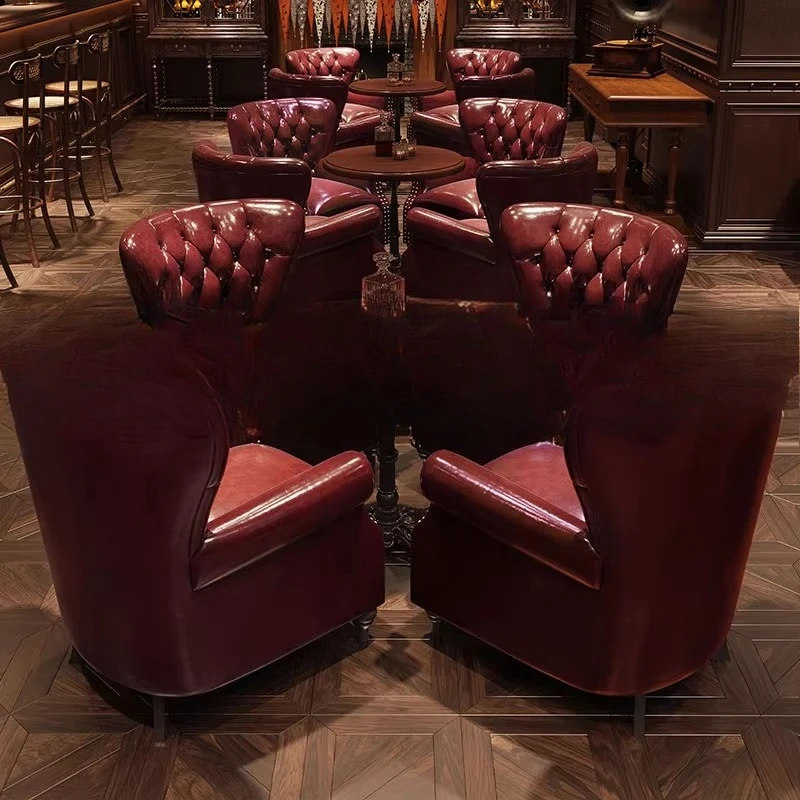 Retro sofa American cafe table and chairs Cigar room Tiger single seat