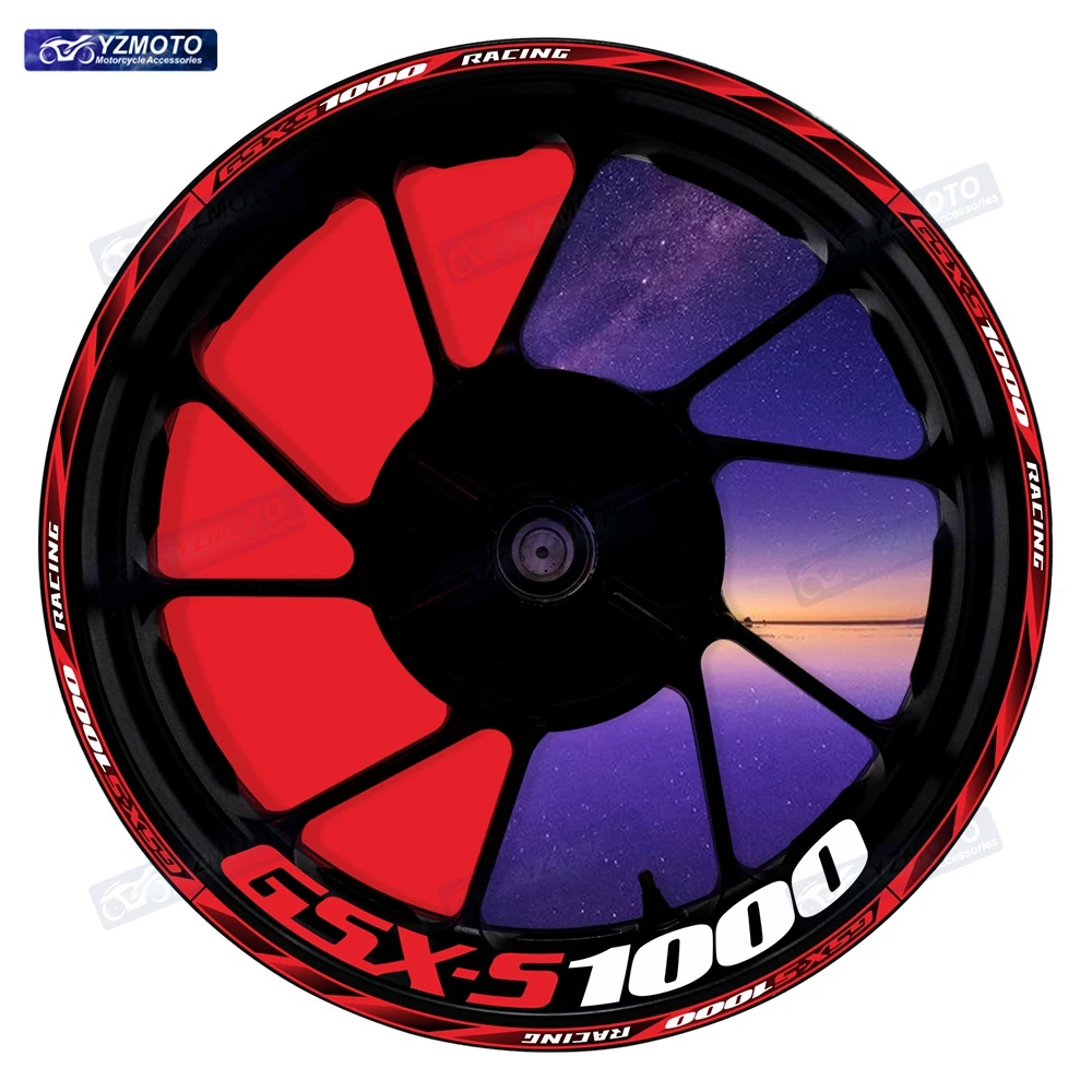 

Для мотоцикла GS X S1000 17-дюймовая наклейка на переднее и заднее колесо, наклейка на ступицу, светоотражающая водонепроницаемая модифицированная декоративная наклейка на обод