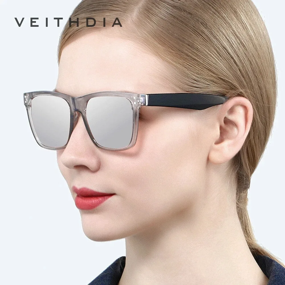 VEITHDIA النظارات الشمسية للجنسين ريترو TR90 مربع اللونية مرآة الاستقطاب UV400 خمر نظارات نظارات شمسية للرجال/النساء V7018