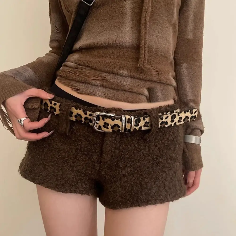 Fashion Designer Rivet Waist Belt Punk Style Gothic Leopard Print Belt Y2k American Women's Waist Belt Spicy Girls