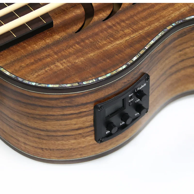 Ubass U Bass Top Solid Acacia Ukulele Fretless 30 Inches  Electric Guitar 4 Strings Mini UKE Electro Guitars Pickup Sculpture