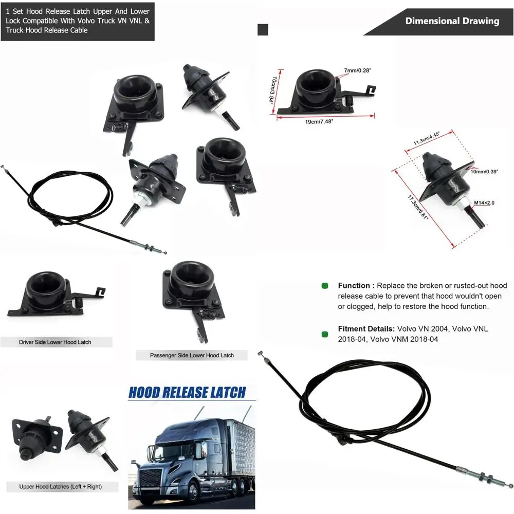 

Набор защелок капота, 4 шт., верхние и нижние защелки капота, подходят для Volvo Truck VN VNL 2004-2017 годов 20498998 20565619 8074938 | с 1.