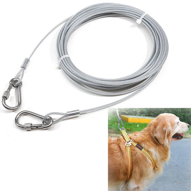 3m-15m Stainless Steel Pet Leash Clothesline, Portable Windproof Indoor/Outdoor Clothes Drying Camping Supplies Clothes Line