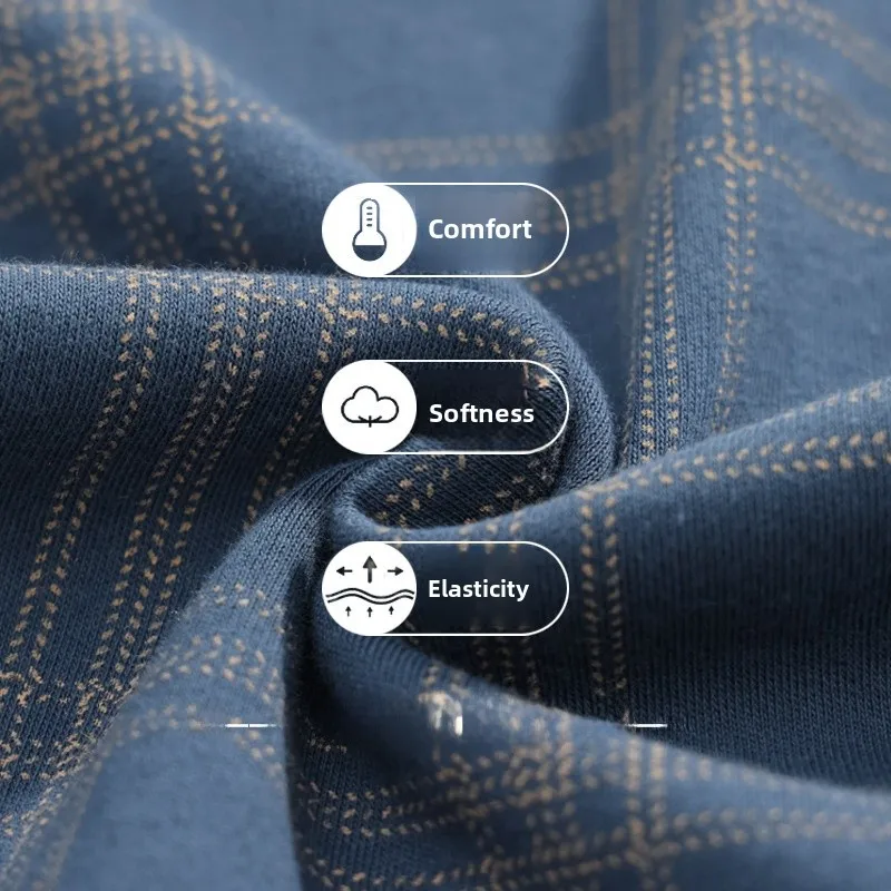 Men's Spwear Long Sve Thin Plaid Casual Home Clothes Set Large Size Outdoor Wearable Comfortable Nightgown