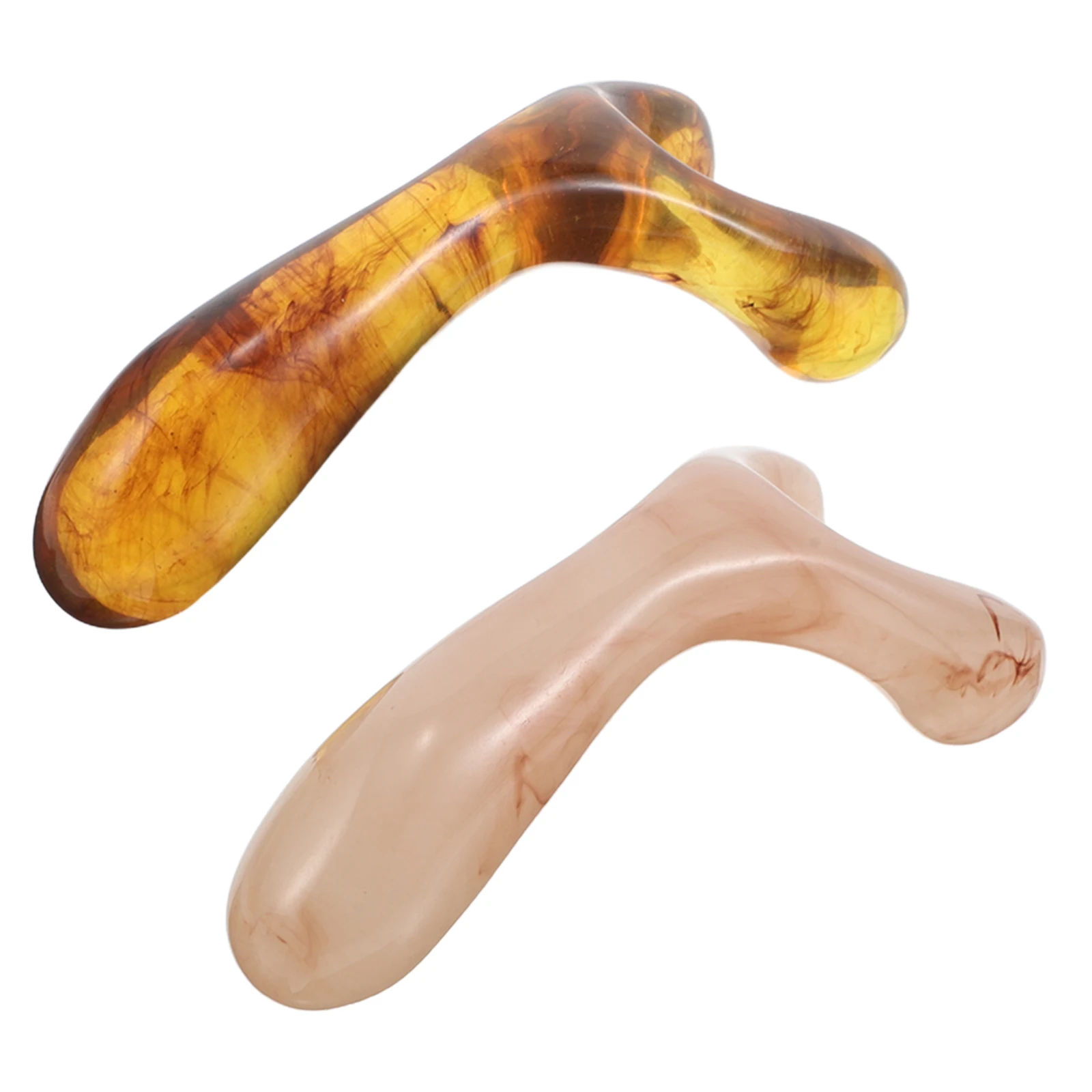 

2pcs Resin Nose Scraper Head Massager For Headaches Head Massager Scalp Relief Beige Amber Handheld Tool Facial Care Kit