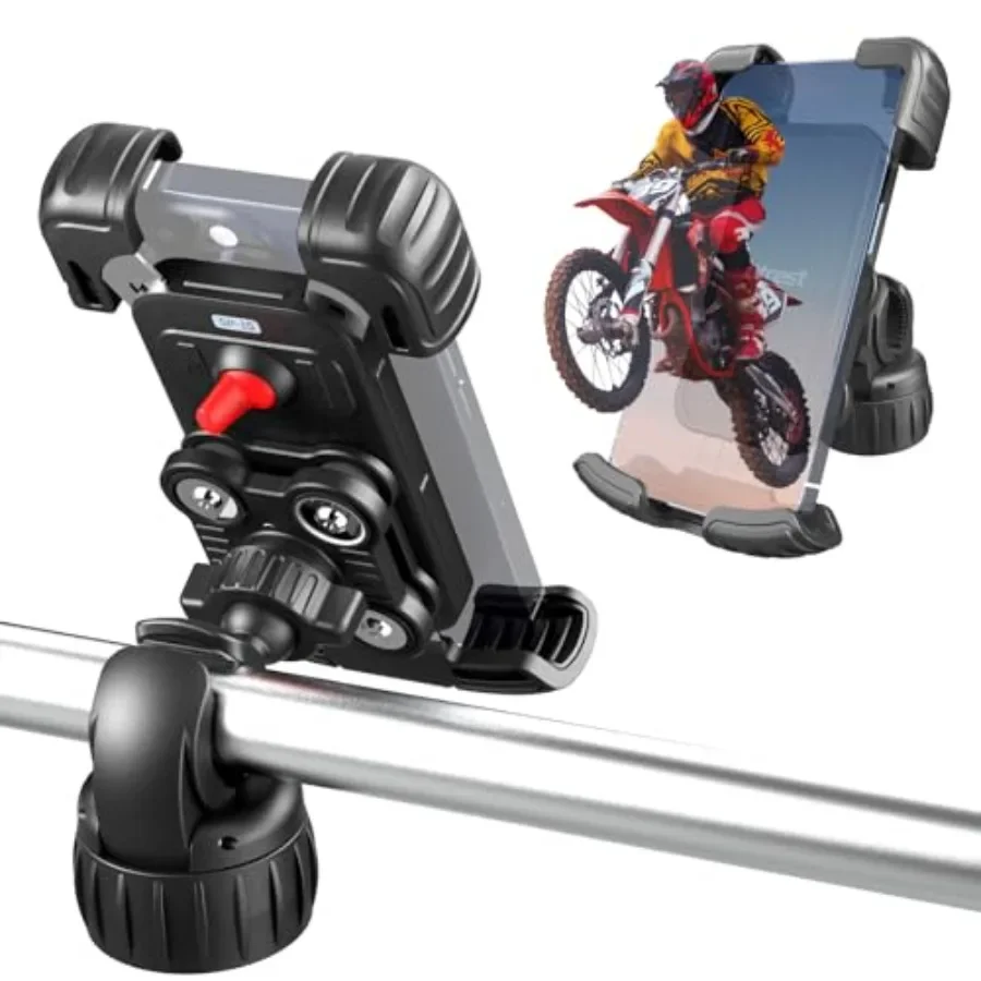 

Motorcycle Phone Mount Anti Vibration Bike Phone Holder with Dual Damping 360 Swivel Compatible with 1540mm Handlebars for Moto