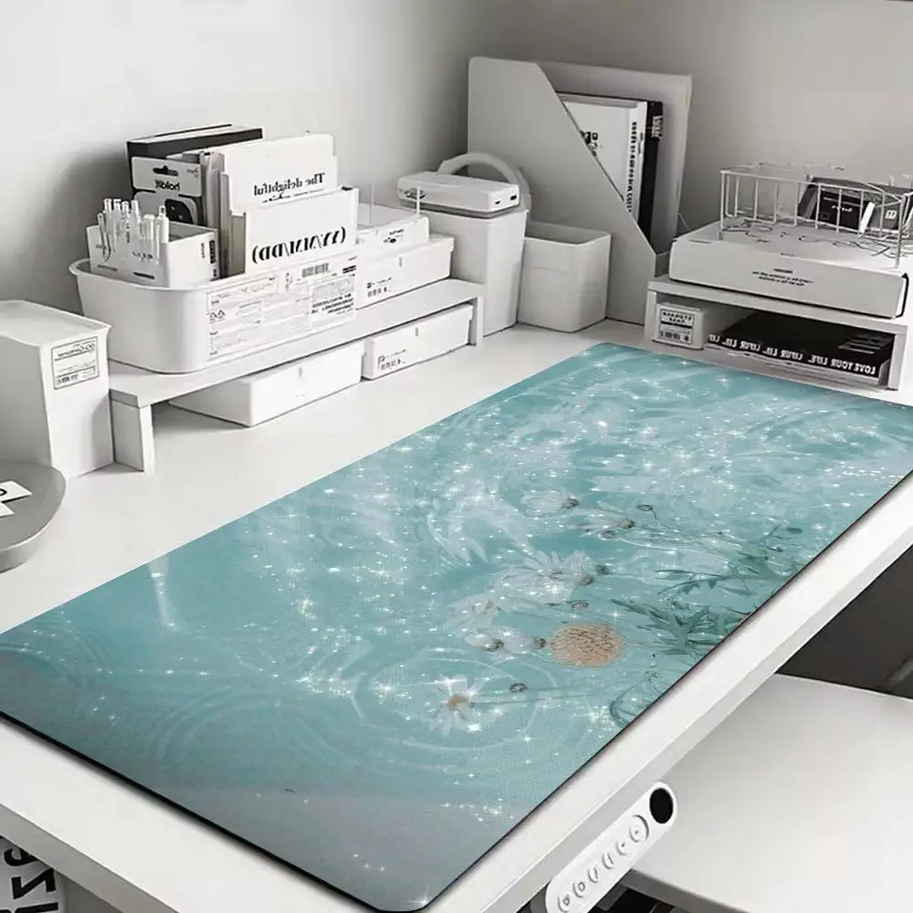 Alas Mouse Sparkle Flower Water Multi-Ukuran Anti-Selip untuk Gaming, Alas Mouse Gamer E-Sports, Alas Keyboard Mekanik XXL