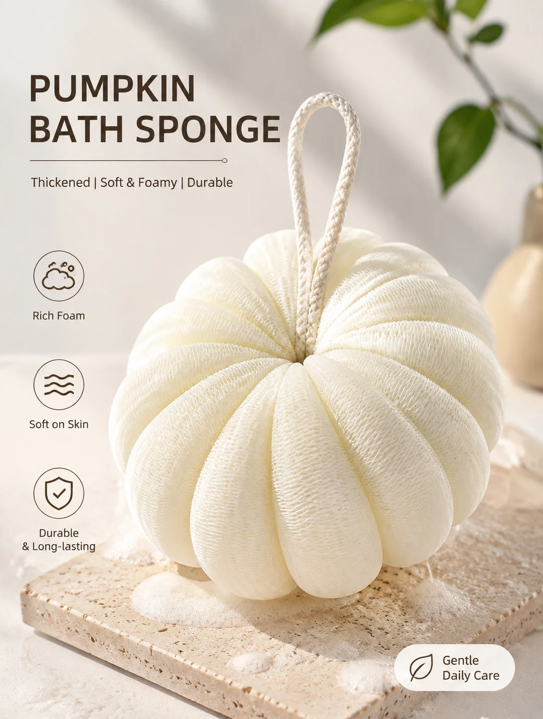Pumpkin Shaped Bath Ball Solid Color Thick Cute Shower Sponge Bubble Body Scrubber Soft Loofah Not Easy Disperse