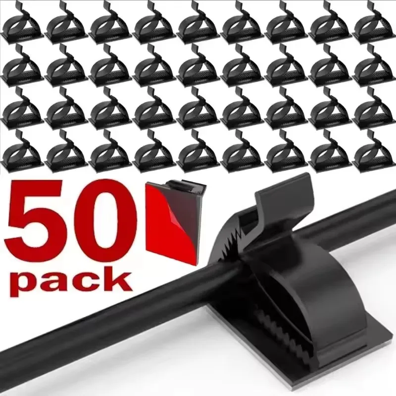 Adhesive USB Cable Organizer Car Wire Clip Fixer Holder Adjustable Cable Management Mount Clamp Network Office Car Cord Winder
