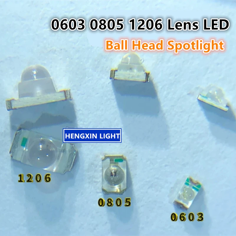 Super Bright 0603 0805 1206 Ball Head LED, Red, Green, Yellow, Blue, Orange, Spotlight Lens SMD Lamp Beads
