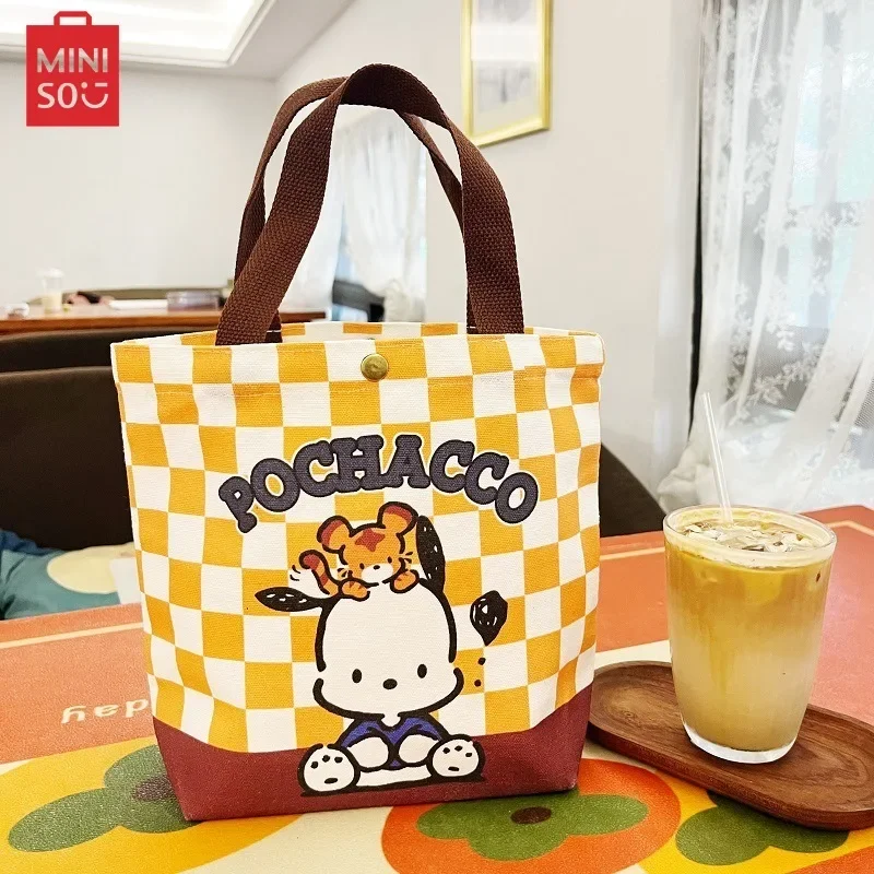 Large Capacity Sanrio Canvas Tote Bag Kawaii Cartoon Hello Kitty Kuromi Melody Portable Shoulder Bag Cute Travel Shopping Bags