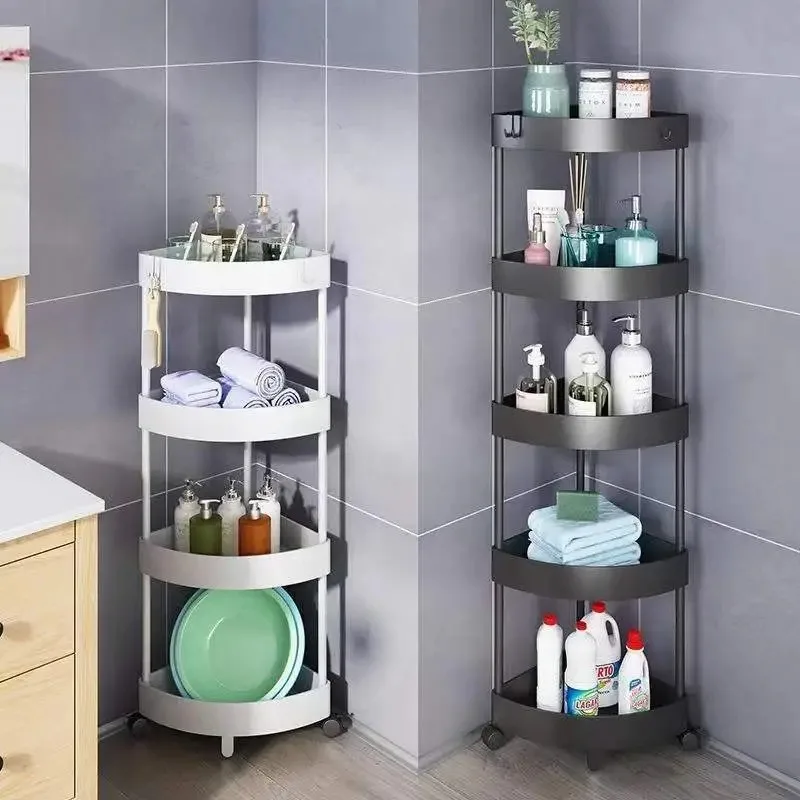 5 layer triangular cornerStorage Shelf, bathroom Storage Rack, 360 degree rotatable for bedrooms bathrooms kitchens living rooms