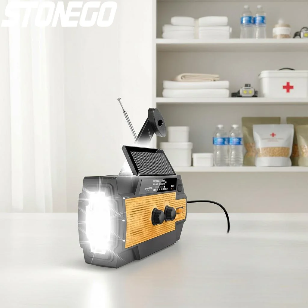 

Portable Emergency Radio Solar Hand Crank AM FM NOAA Weather Radio with Flashlight 4000mAh Power Bank Phone Charger SOS Alarm