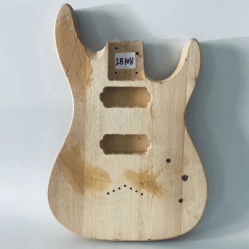 IB108 7 String Electric Guitar Unfinished Guitar Body in Solid Wood No Paints 2 Humbucker Pickups See Through DIY Replace USE