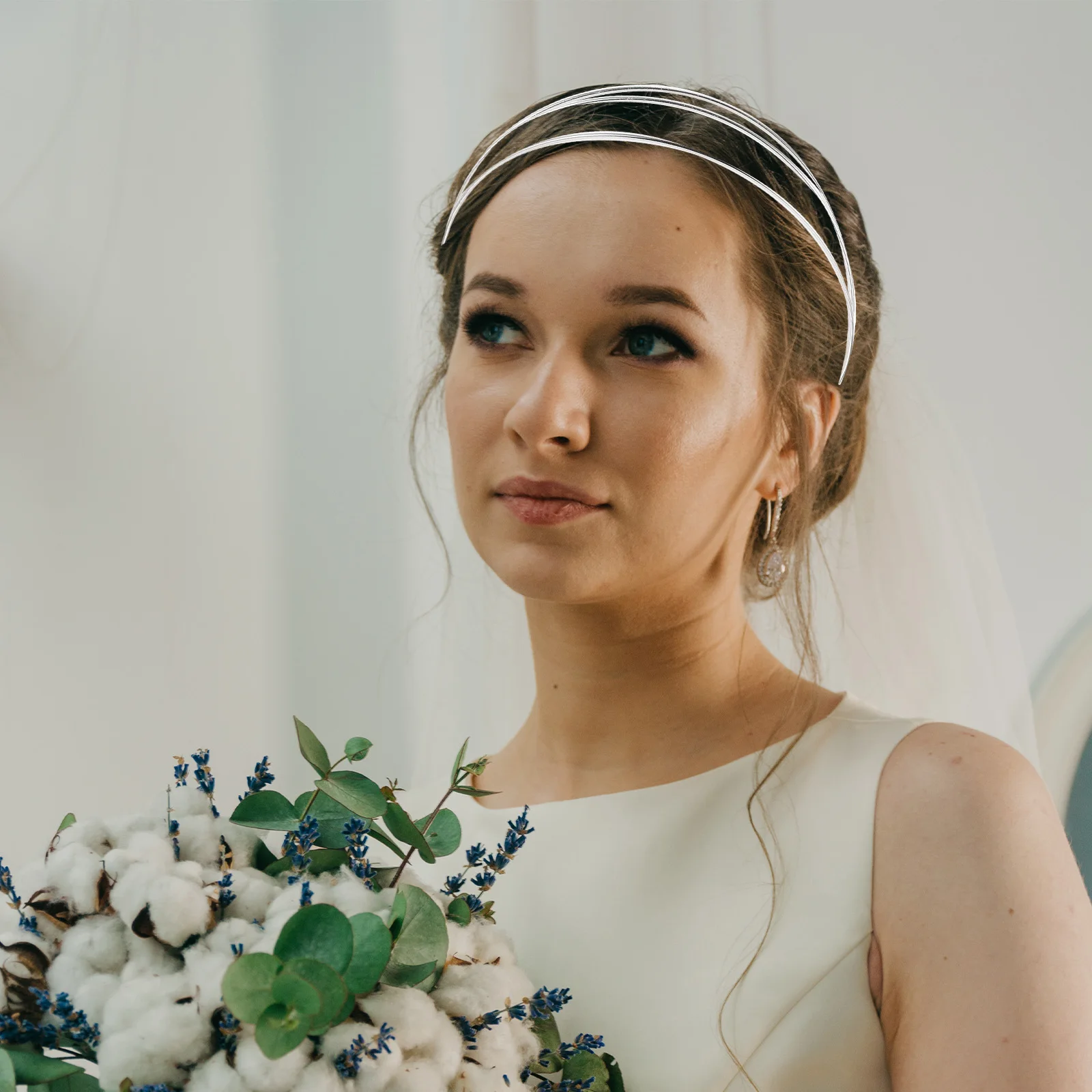 

2Pcs Headband Hair Hoop Crown DIY Base Metal Headdress Frame for Bride Banquet Party Hair Decor Supply Crown DIY Base