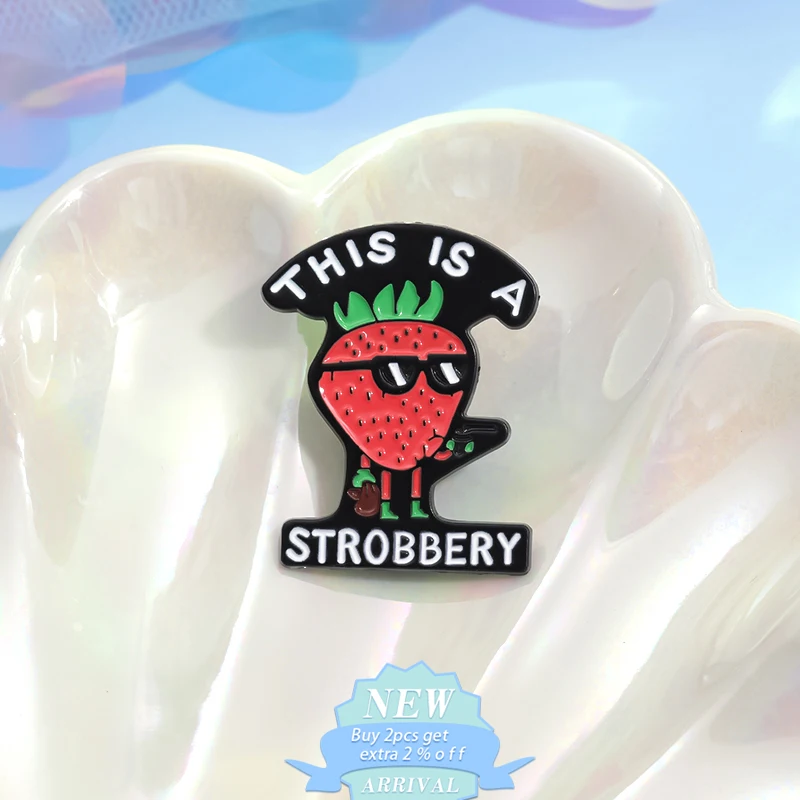 Creative Cute Berry Stressed Enamel Pin This Is A Strobbery Strawberry Brooches Lapel Badge Inspired Fruit Jewelry Accessories