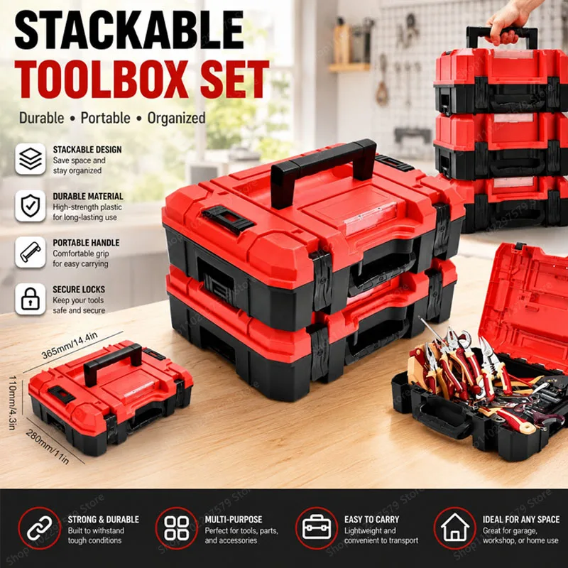 1 Piece Multifunctional Durable Tool Box, Home DIY Car Repair Accessories Organization, Stackable Tool Box Portable Tool Box.