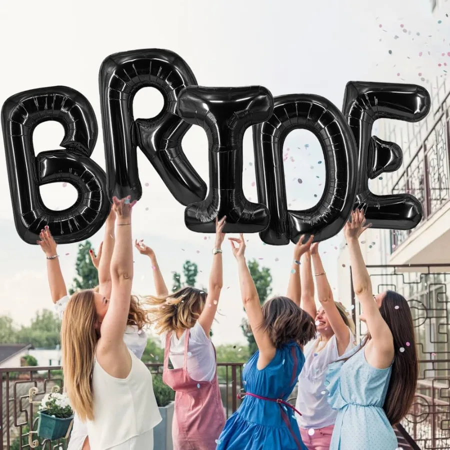 بالونات العروس مقاس 40 بوصة، بالونات توديع العزوبية، بالون زفاف، بالون حروف لتزيين حفلات العزوبية السوداء والخطوبة