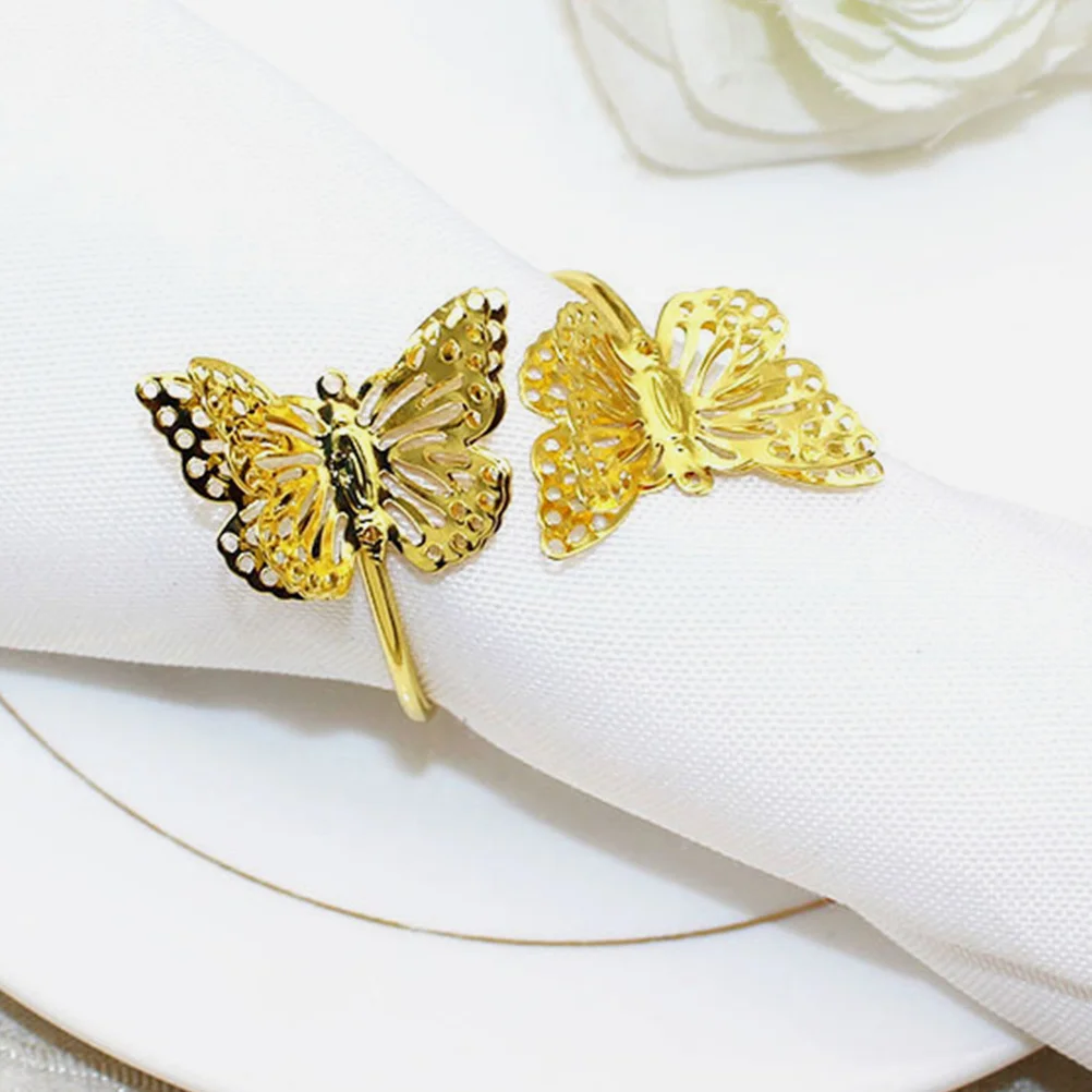 

2Pcs Napkin Ring Metal Butterfly Wedding Party Serviette Holder Decorative Table Supply Napkin Rings Serviette Ring