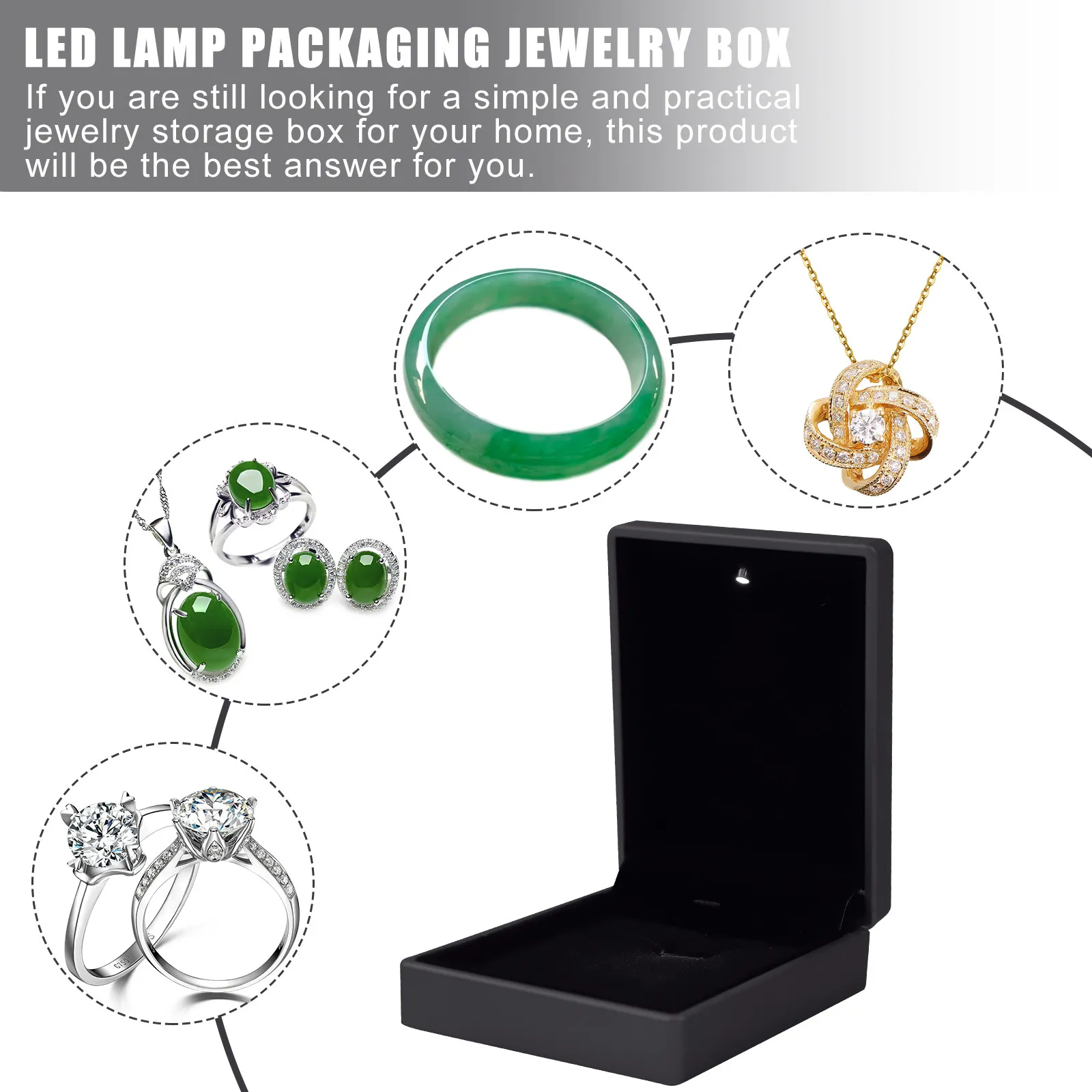 

Premium Jewelry Storage Box with LED Illumination Rubber Coated Finish for Necklace Bracelet Gift Organization for Weddings