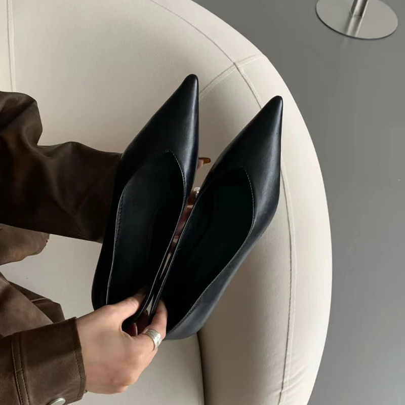 SUOJIALUN 2025 Spring New Brand Women Pumps Shoes Fashion Pointed Toe Shallow Slip On Single Shoes Thin Low Heel Boat Shoes