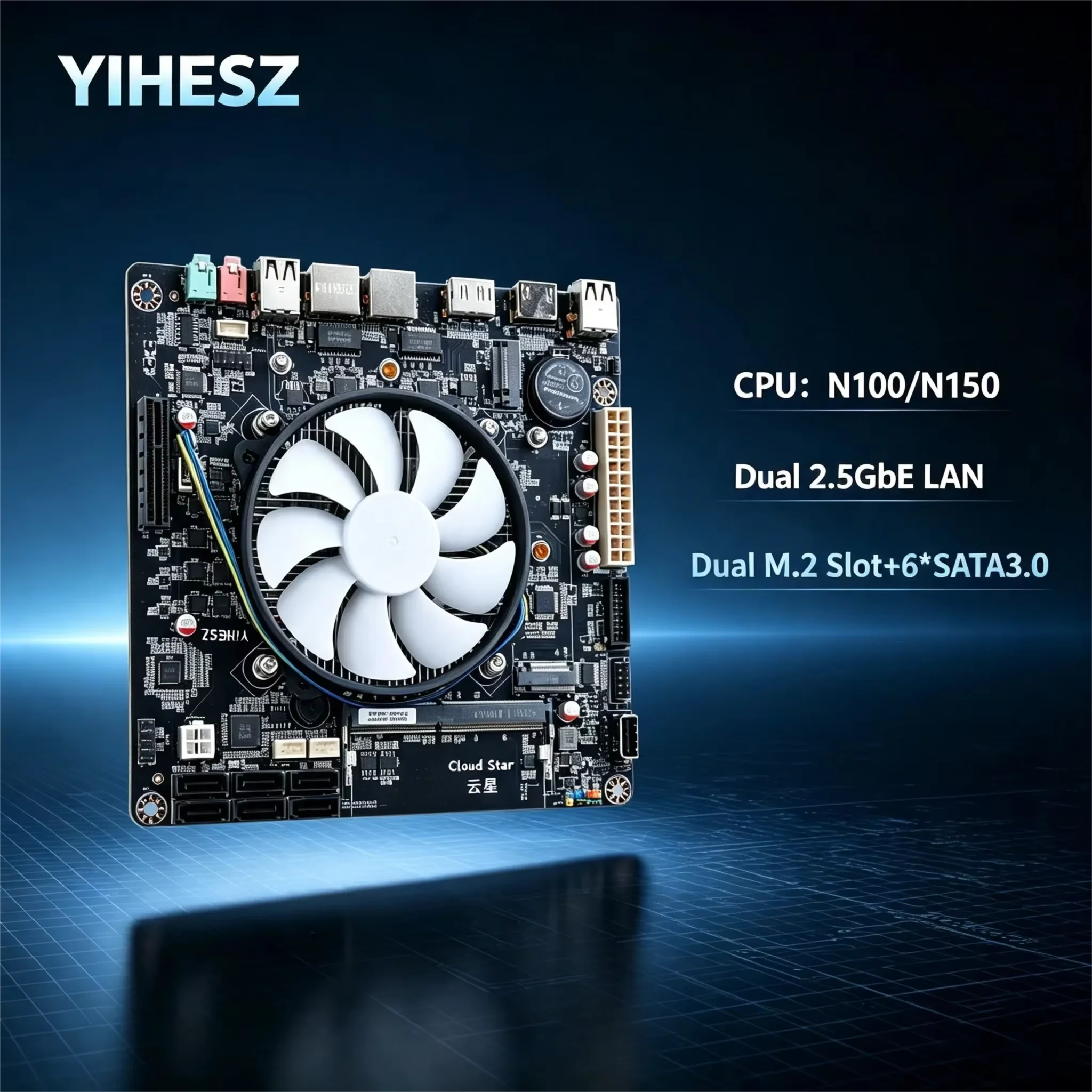 Intel N100 Mini-ITX Motherboard Dual 2.5GbE LAN Dual M.2 NVMe 32GB DDR4 6x SATA RAID 0/1/5/10 Industrial NAS Server