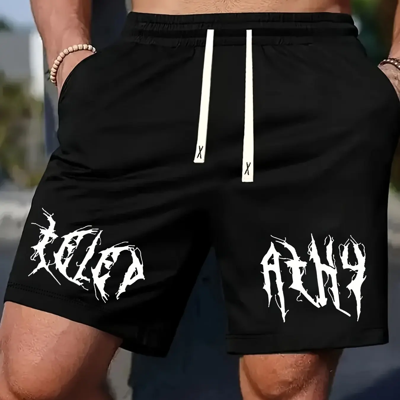 Men'S Drawstring Waist Poker Print Shorts, Men'S Summer Vacation Shorts