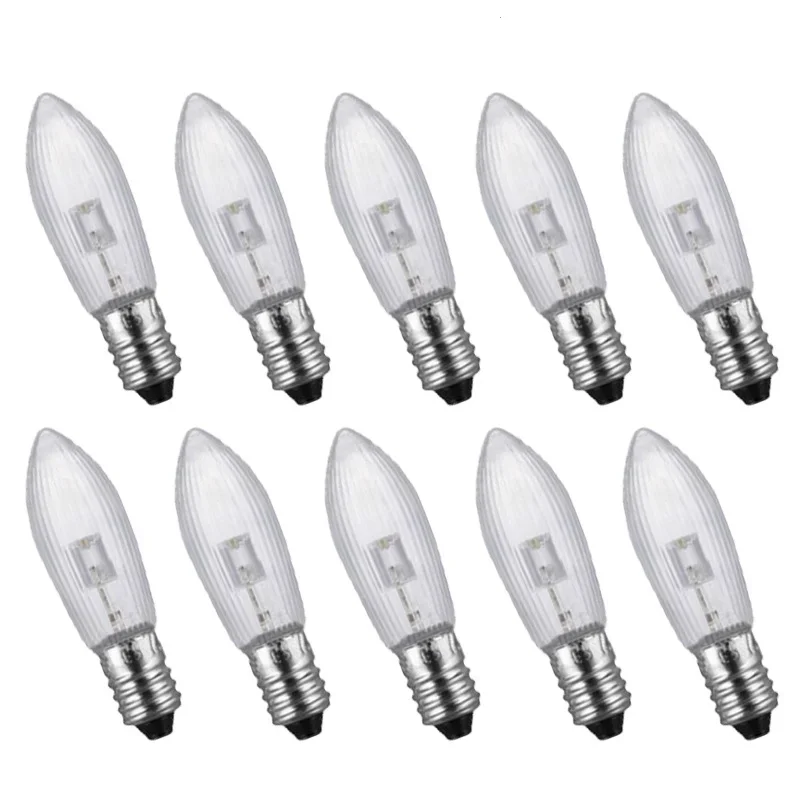 10pcs/pack E10 LED Candle Light Replacement Lamp Bulbs for Light Chains 10V-55V AC for Bathroom Kitchen Home Lamps Bulb Decor