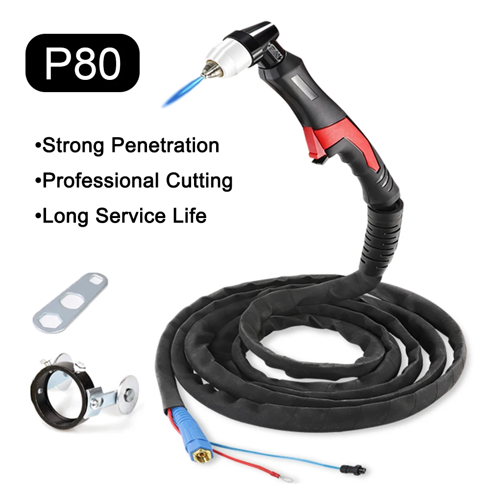 4-20 Meter Professional P80 Torch Plasma Cutting Torch Pilot Arc HF Plasma Cutter for Air Cooled Plasma Cutting Machine