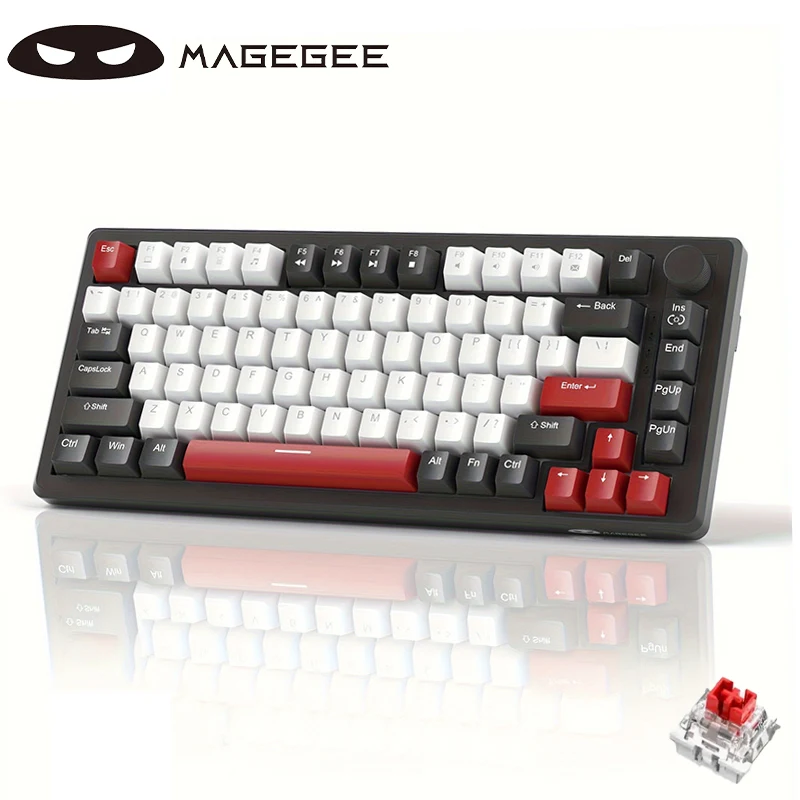 

MageGee 75% Mechanical Gaming Keyboard, STAR75 Compact Backlit Wired Gaming Keyboard, EVA Foam, Knob Control, Portable NKRO PC G