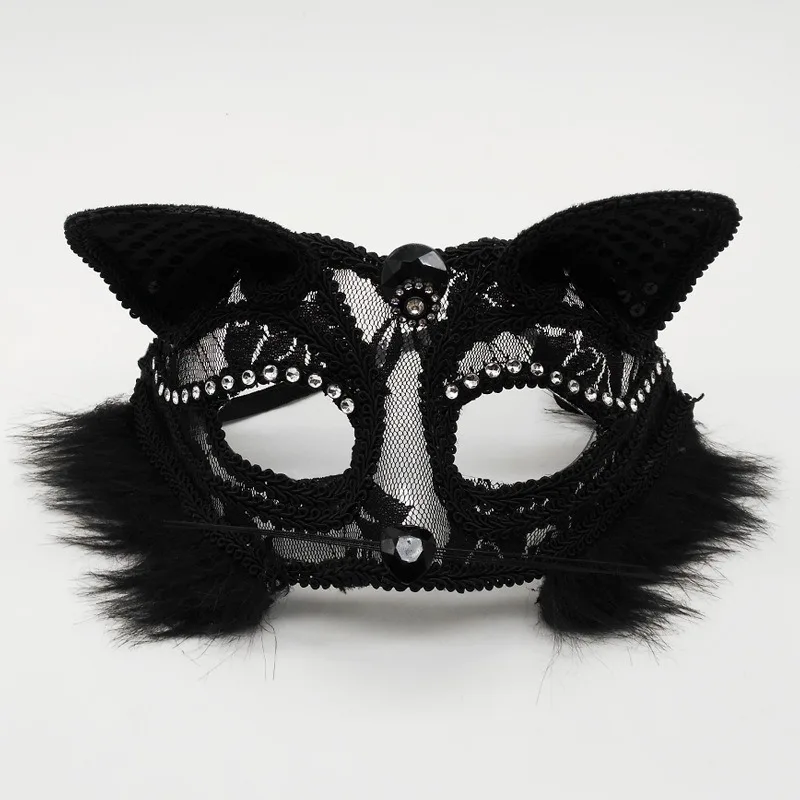 

Lace Half Face Venetian Cat Mask for Women Men - Halloween Cosplay Costume Accessories Vintage Theme Parties Masquerade